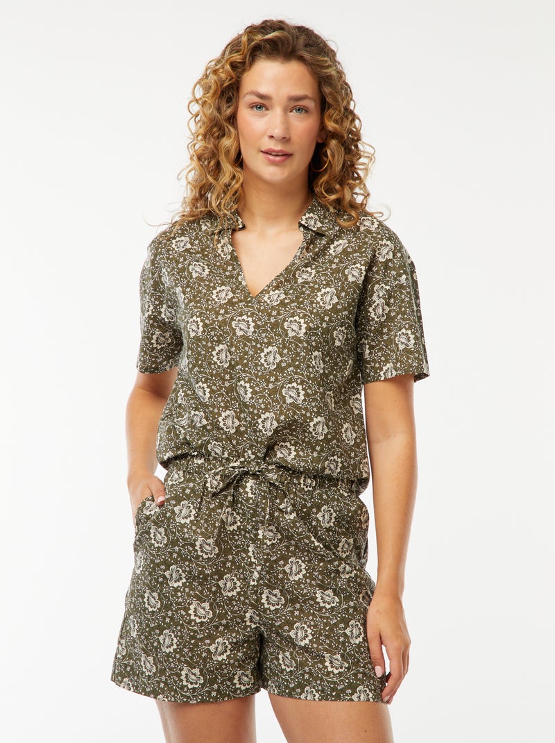Short léger à motif floral Vert - Kiabi