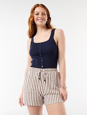 Short léger avec 2 poches en lin mélangé