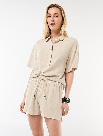 Short léger avec 2 poches en lin mélangé