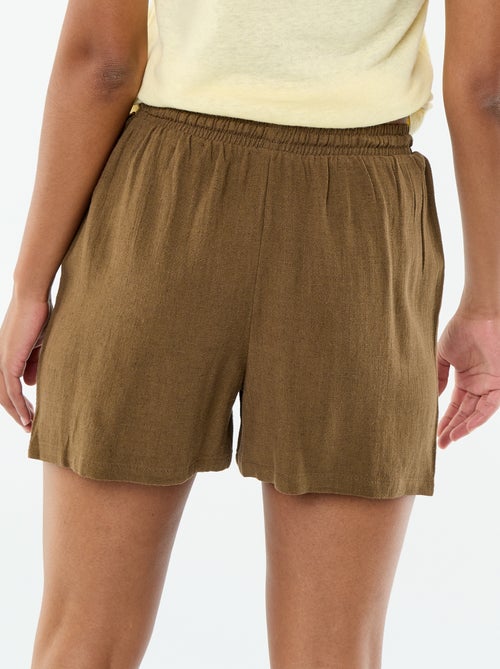 Short léger avec 2 poches en lin mélangé - Kiabi