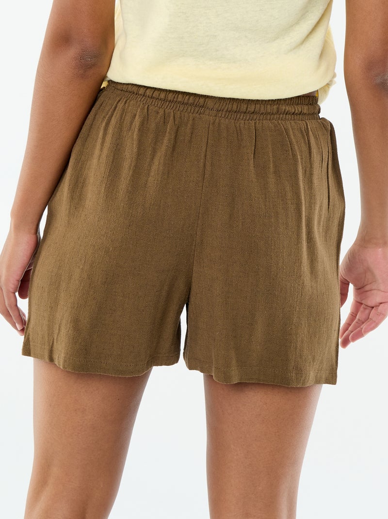 Short léger avec 2 poches en lin mélangé Marron - Kiabi