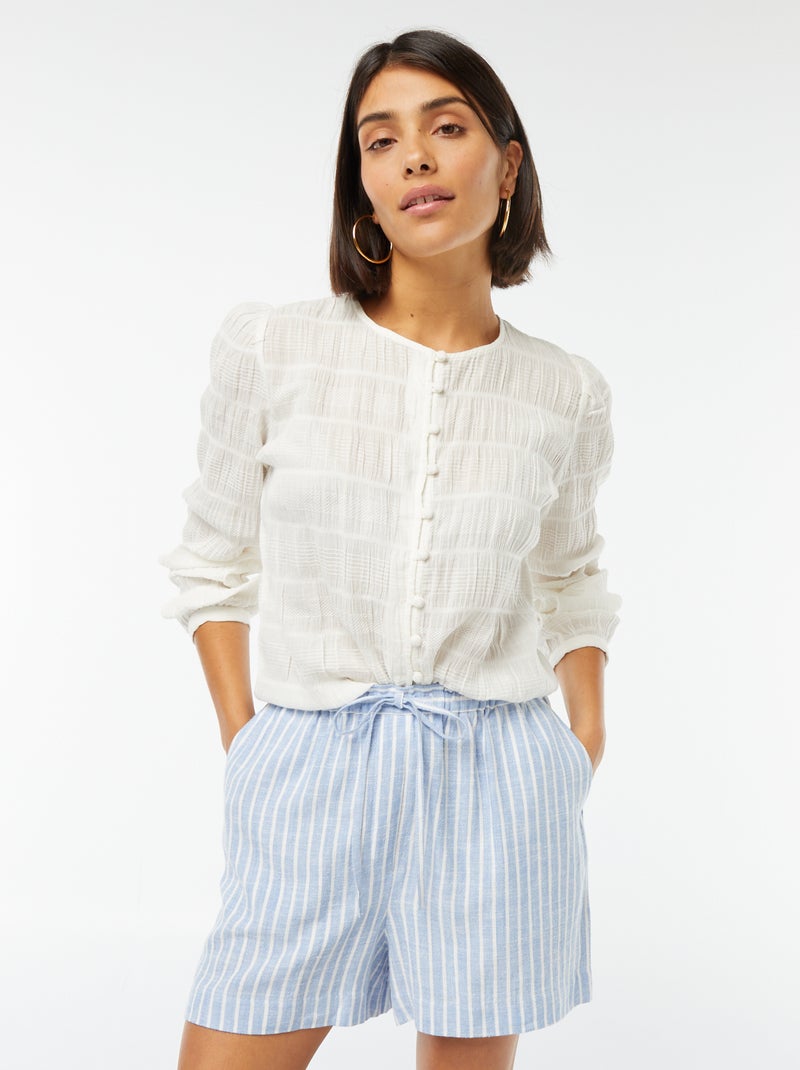 Short léger avec cordons Bleu - Kiabi