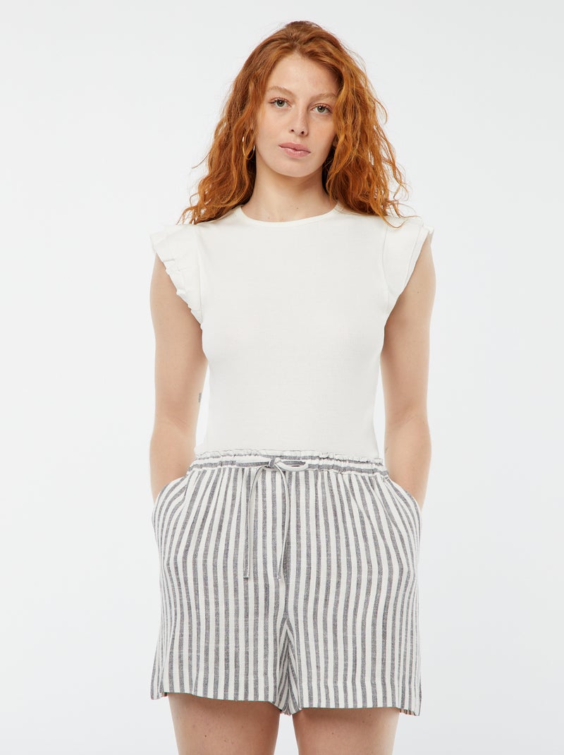 Short léger avec cordons Gris - Kiabi
