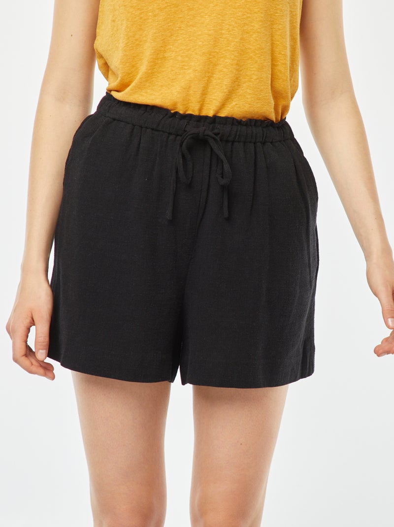 Short léger avec cordons Noir - Kiabi