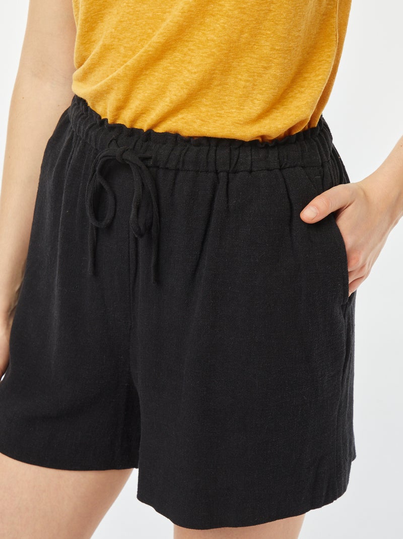 Short léger avec cordons Noir - Kiabi