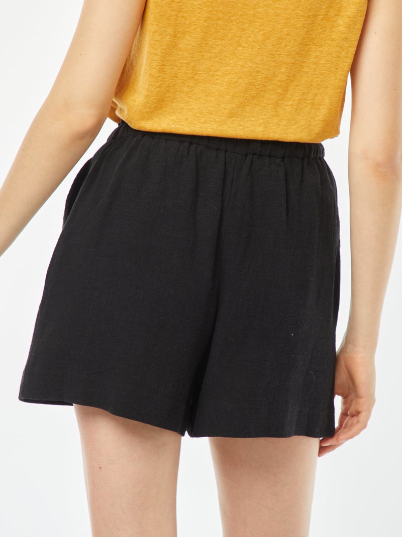 Short léger avec cordons Noir - Kiabi