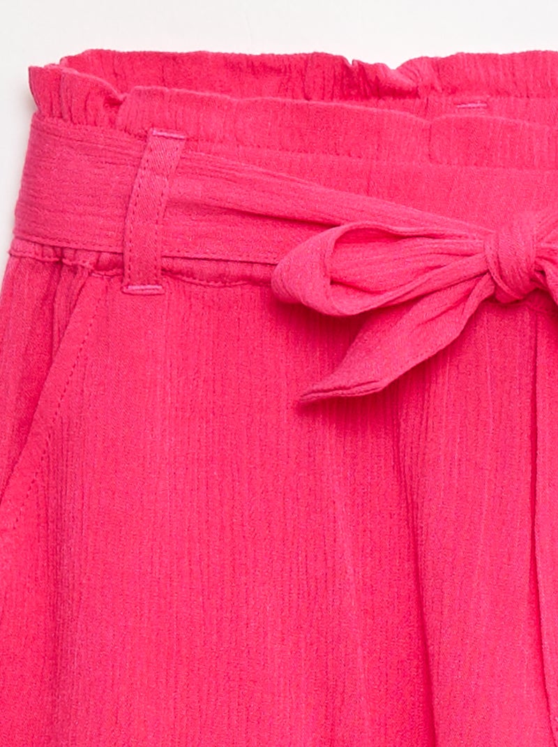 Short léger avec nœud uni Rose - Kiabi