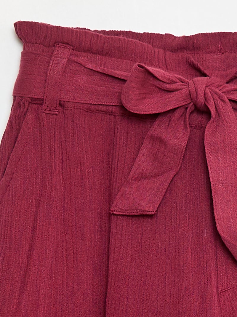 Short léger avec nœud uni Rouge - Kiabi