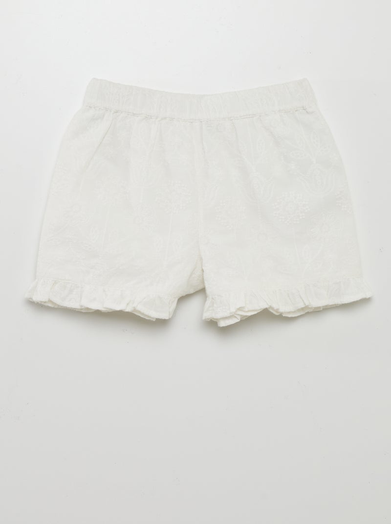 Short léger en broderie indienne blanc - Kiabi