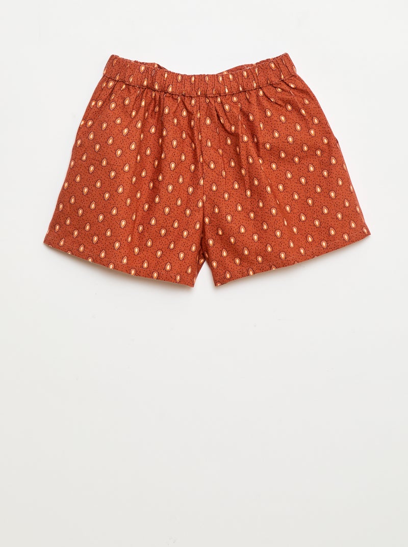 Short léger en coton Marron - Kiabi