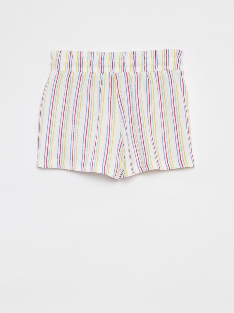 Short léger en maille gaufrée BLANC - Kiabi