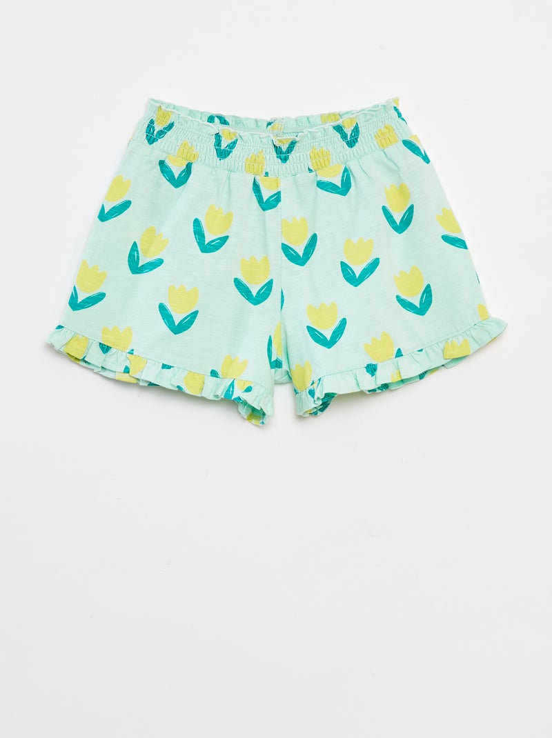 Short léger volanté avec imprimé Bleu/jaune - Kiabi