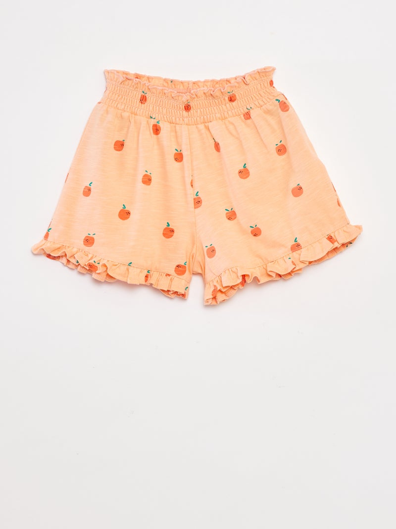 Short léger volanté avec imprimé Orange - Kiabi