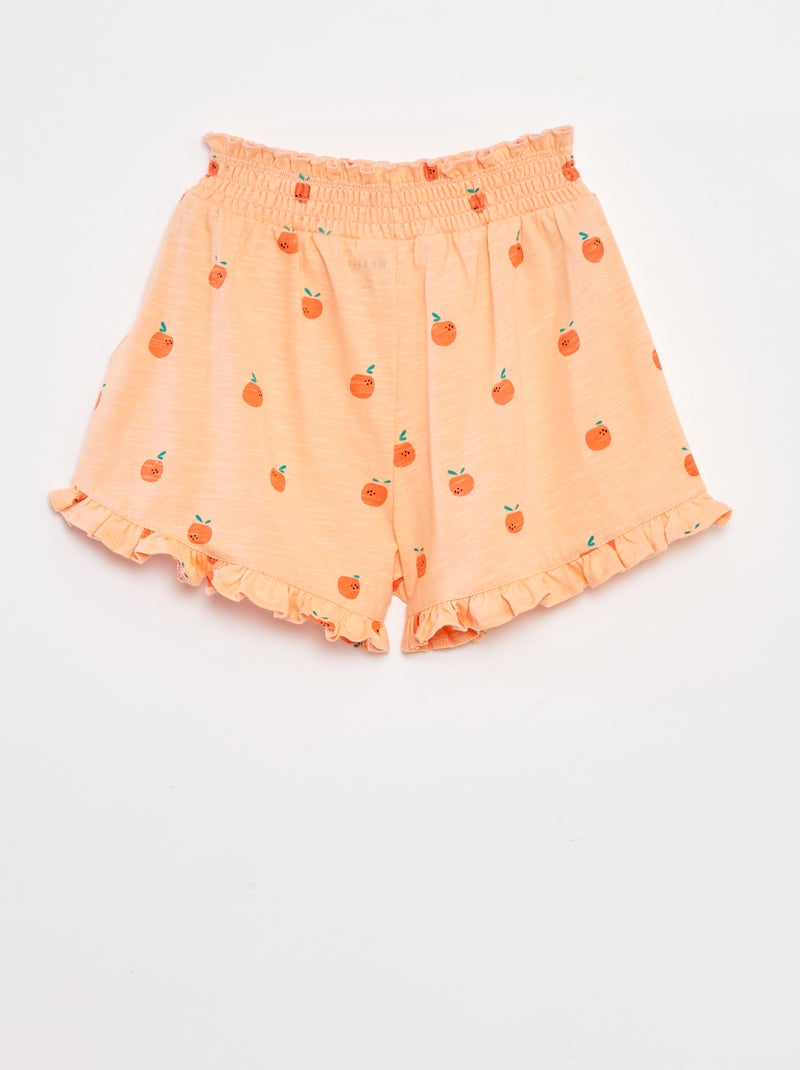 Short léger volanté avec imprimé Orange - Kiabi
