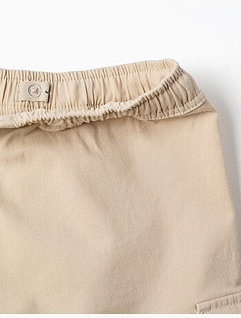 Short long cargo en sergé avec cordon de serrage