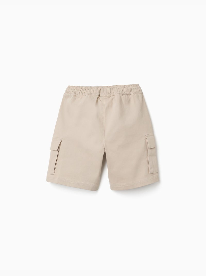 Short long cargo en sergé avec cordon de serrage Beige clair - Kiabi