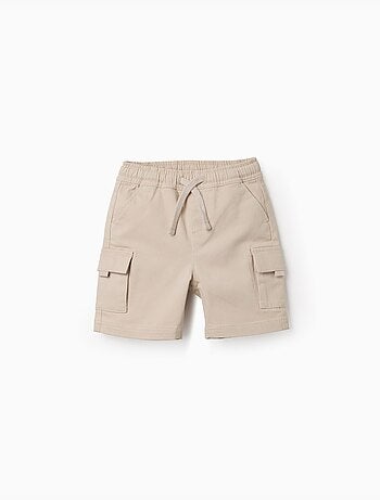 Short long cargo en sergé avec cordon de serrage