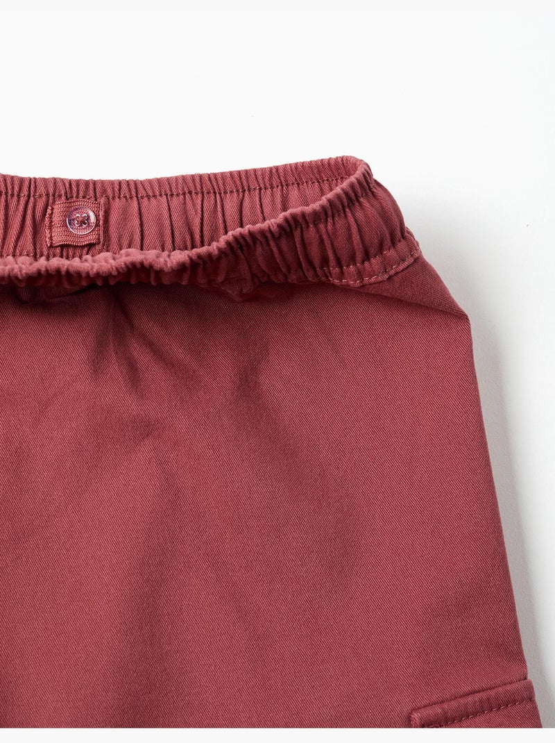 Short long cargo en sergé avec cordon de serrage Marron - Kiabi
