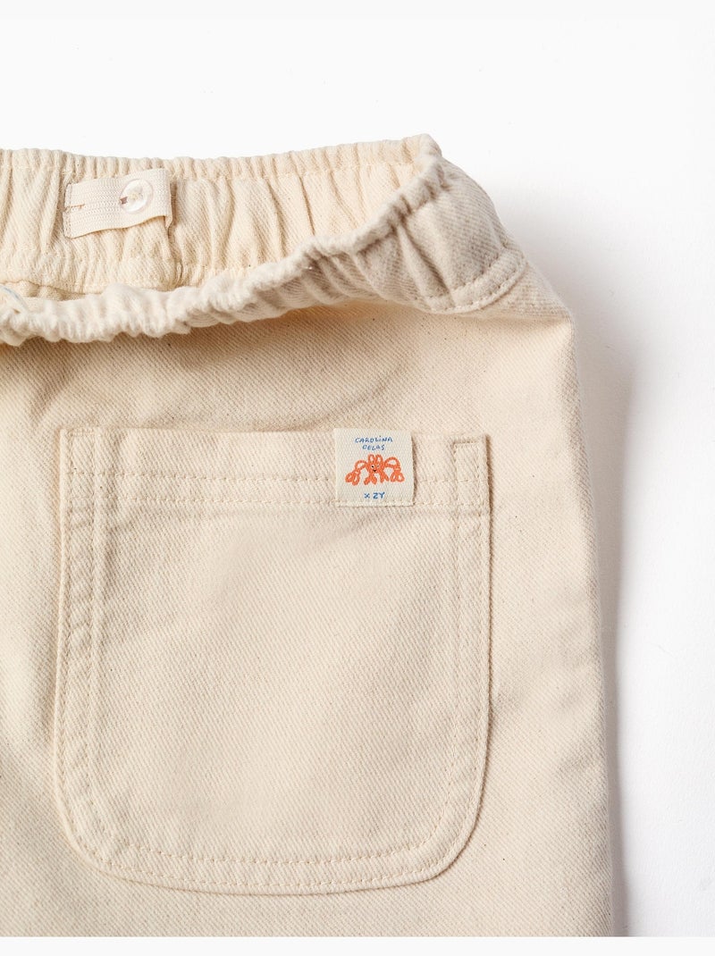 Short long en coton avec cordon de serrage Carolina Celas x Zippy Beige clair - Kiabi