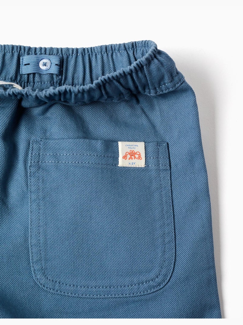 Short long en coton avec cordon de serrage Carolina Celas x Zippy Bleu Bleu - Kiabi