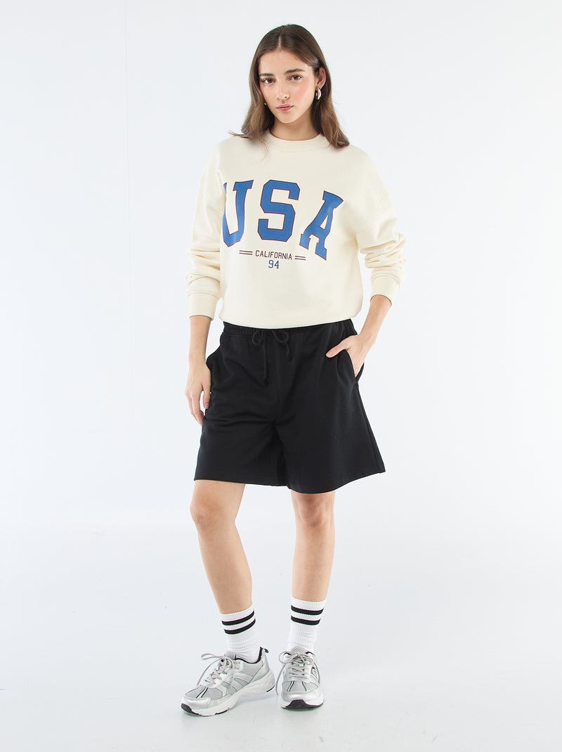 Short long en french terry Noir - Kiabi