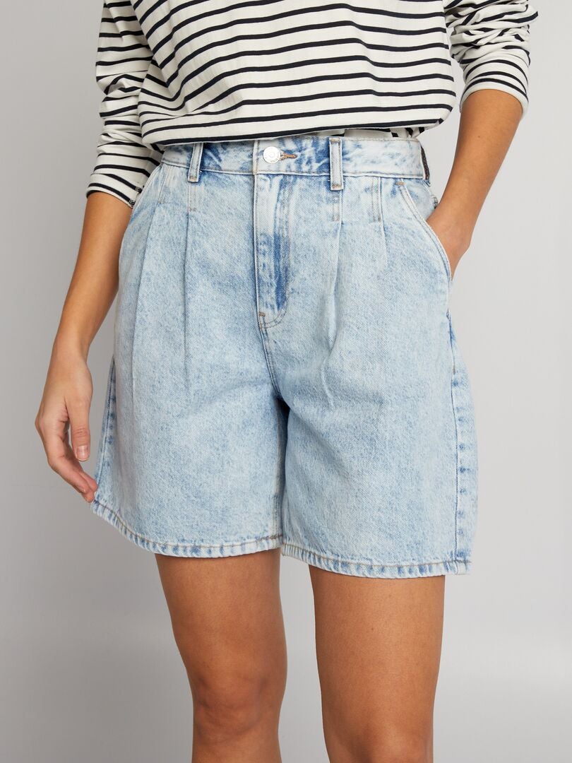 Short Chino Femme Lands' End En Jean Bleu Taille 8 (M) Coton élasthanne