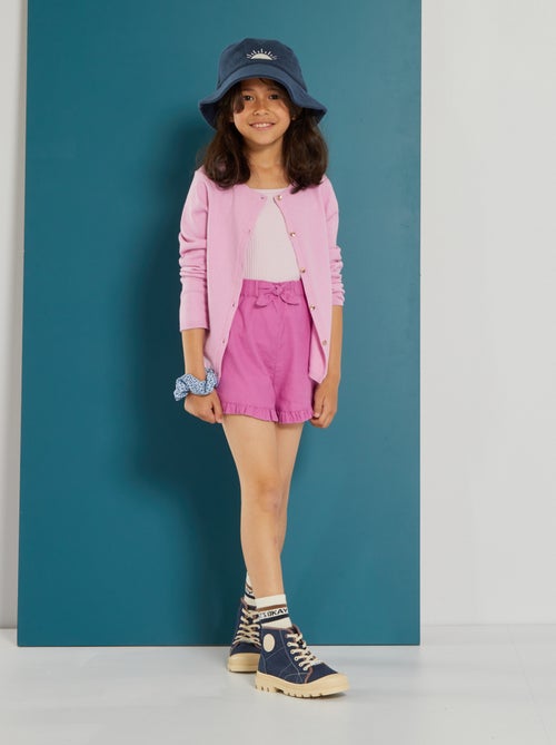 Short lyocell volanté taille élastiquée - Kiabi