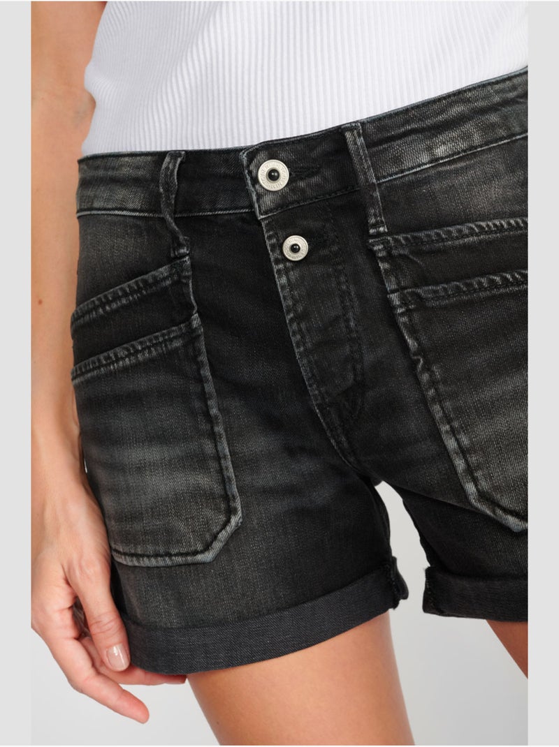 Short madrague en jeans 'le temps des cerises' Noir - Kiabi