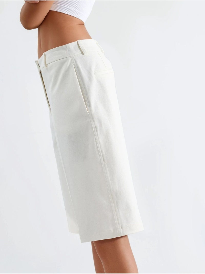 Short mi-long à jambes larges et coupe confortable Blanc - Kiabi