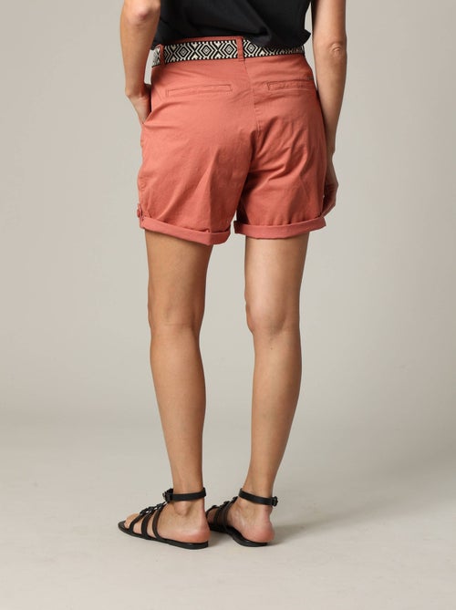 Short mi-long avec ceinture ethnique à motifs et bas à revers 'Deeluxe' - Kiabi