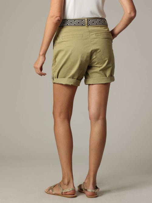 Short mi-long avec ceinture ethnique à motifs et bas à revers 'Deeluxe' - Kiabi