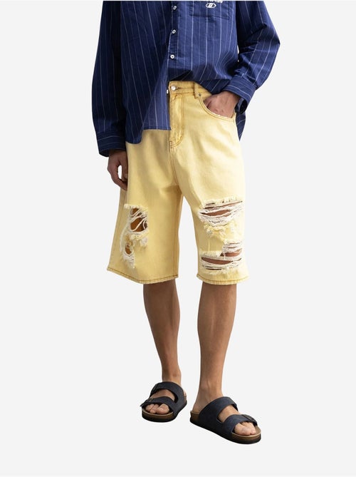 Short mi-long en denim détruit à jambe large pour homme giesto - Kiabi Short mi-long en denim détruit à jambe large pour homme giesto - Kiabi