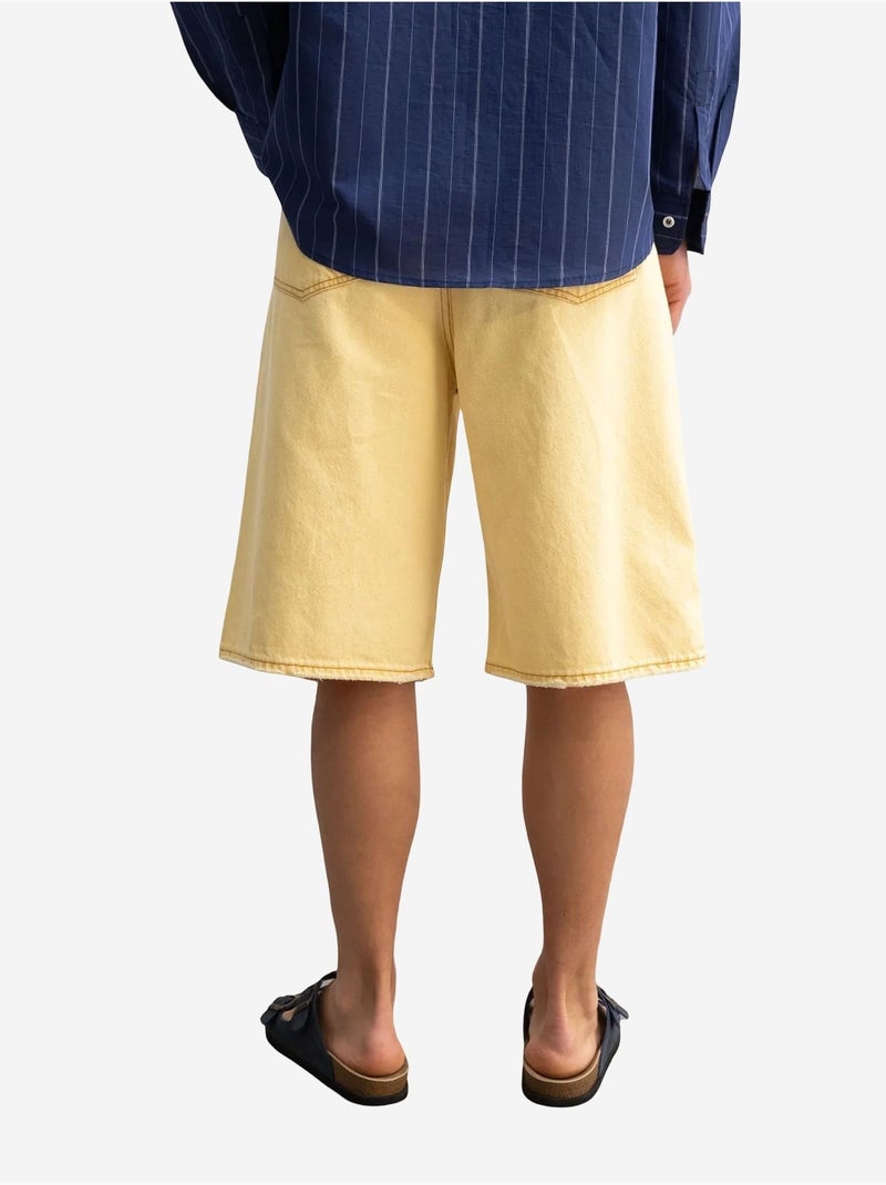 Short mi-long en denim détruit à jambe large pour homme giesto Ambre - Kiabi
