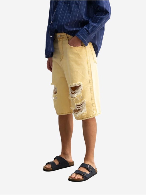 Short mi-long en denim détruit à jambe large pour homme giesto - Kiabi Short mi-long en denim détruit à jambe large pour homme giesto - Kiabi