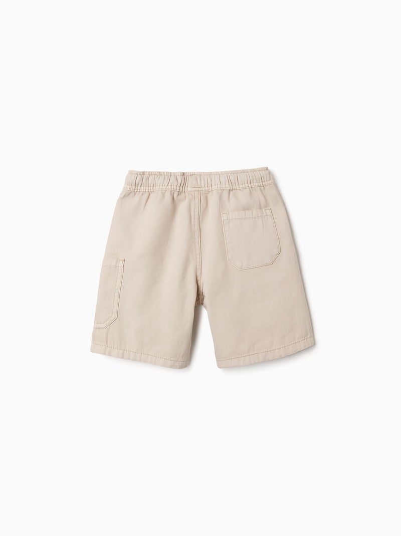 Short midi cargo en coton avec cordon Beige clair - Kiabi
