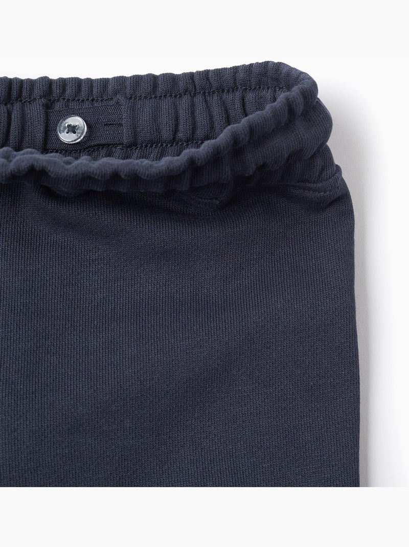 Short midi en coton avec cordon de serrage et poche cargo Bleu foncé - Kiabi