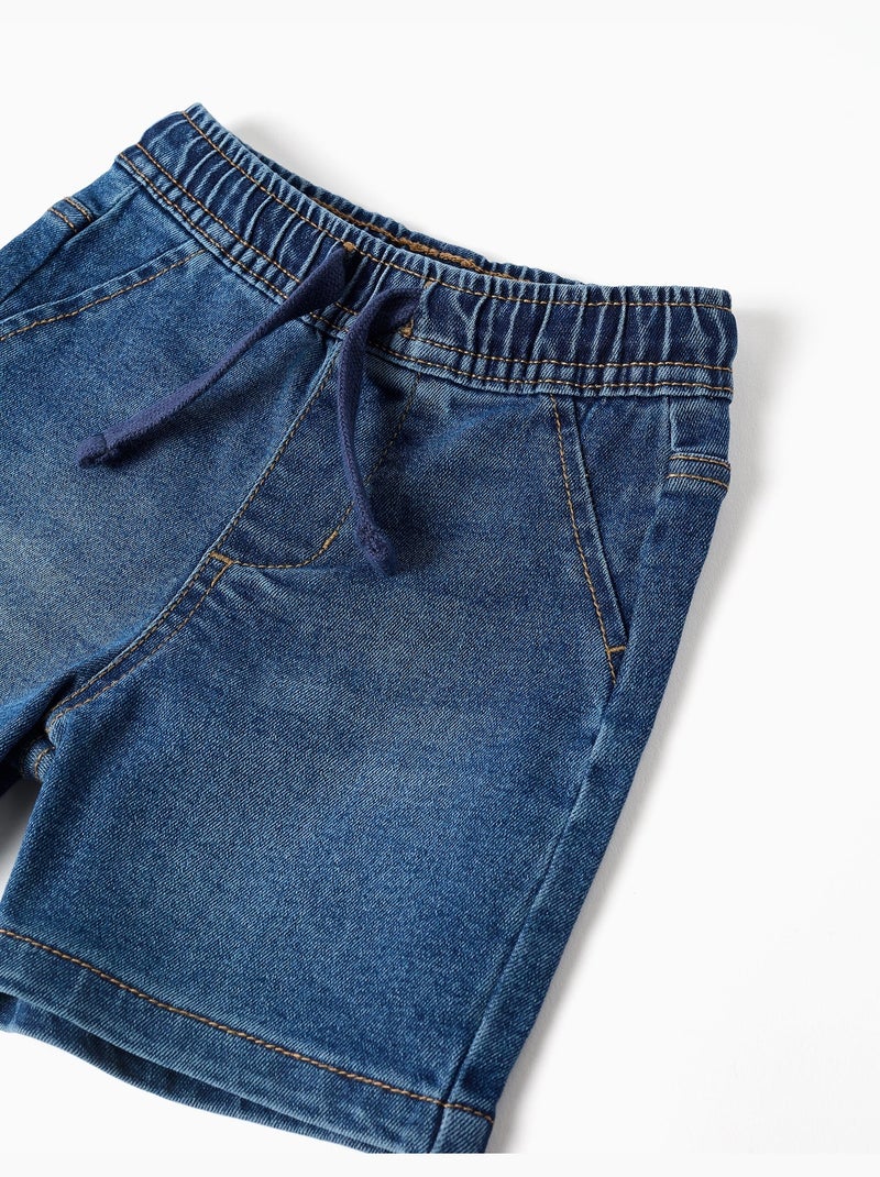 Short midi en jean avec cordon de serrage Bleu Bleu - Kiabi