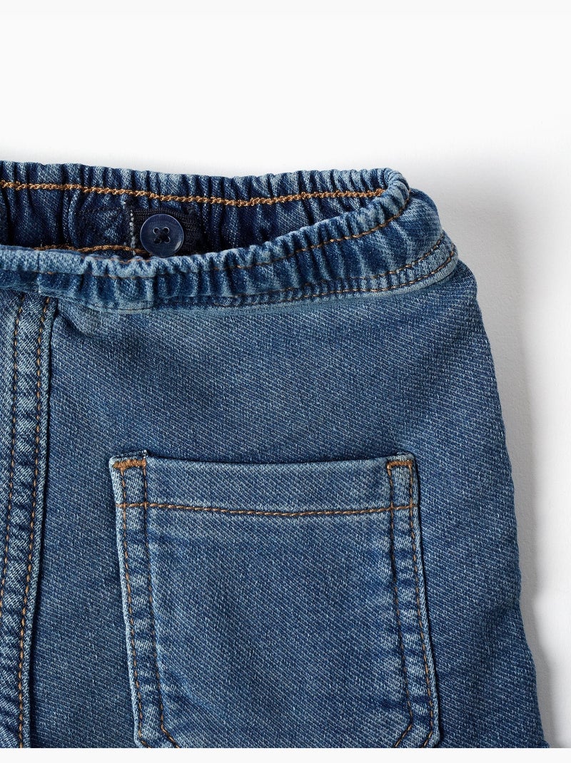 Short midi en jean avec cordon de serrage Bleu Bleu - Kiabi