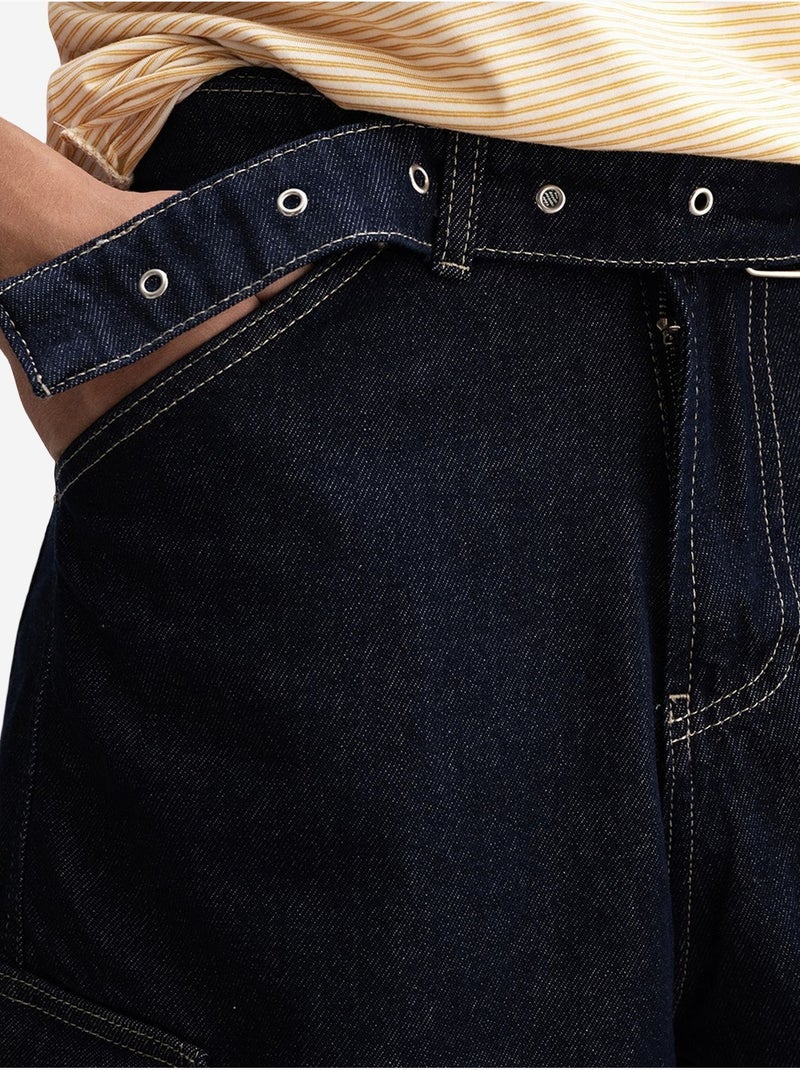 Short midi en jean coupe décontractée avec poches giesto Bleu marine - Kiabi