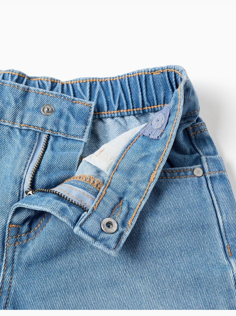 Short midi en jean de coton avec poches Bleu clair - Kiabi