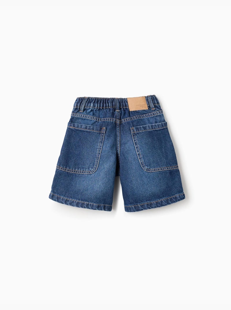 Short midi en jean de coton avec poches Bleu foncé - Kiabi