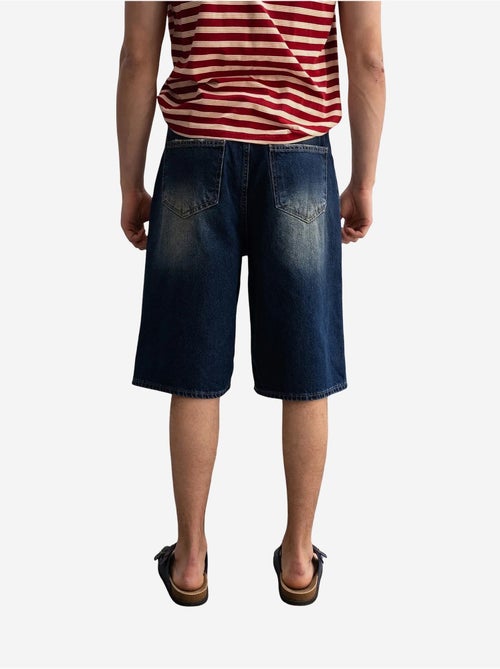 Short midi en jean déchiré à jambes larges giesto - Kiabi