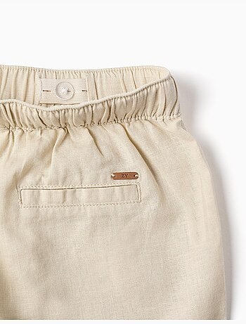 Short midi en lin et coton avec cordon de serrage