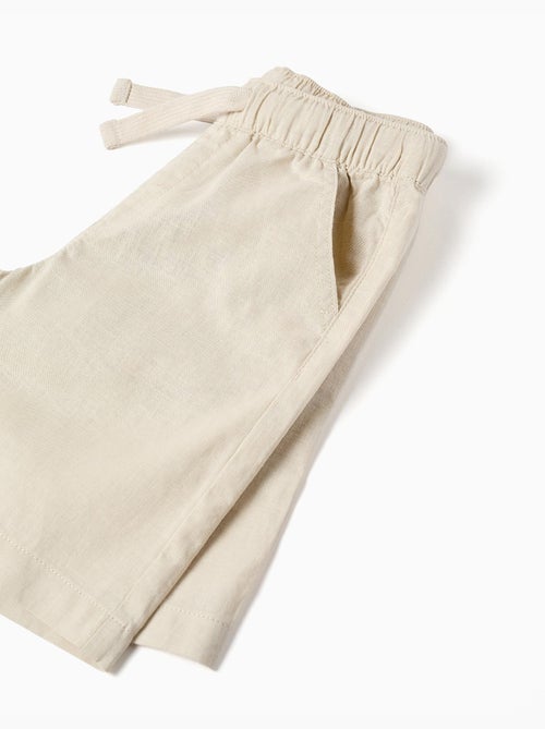 Short midi en lin et coton avec cordon de serrage - Kiabi