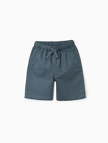 Short midi en lin et coton avec cordon de serrage