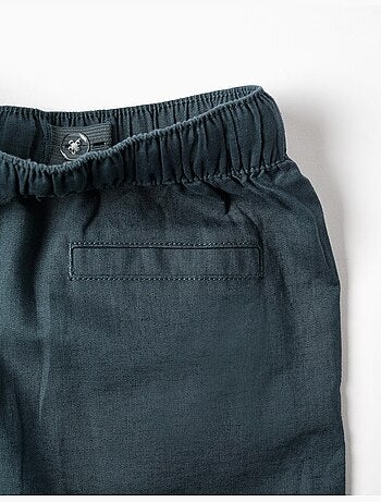 Short midi en lin et coton avec cordon de serrage