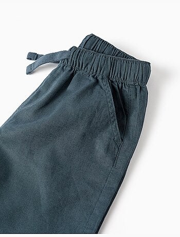 Short midi en lin et coton avec cordon de serrage