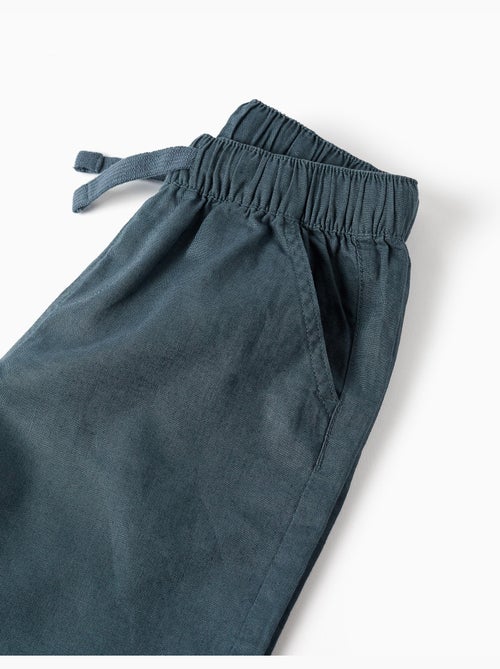 Short midi en lin et coton avec cordon de serrage - Kiabi