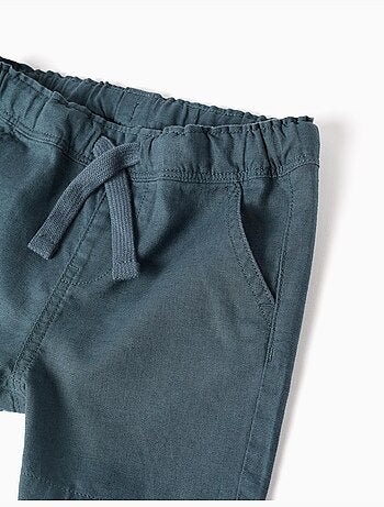 Short midi en lin et coton avec cordon de serrage