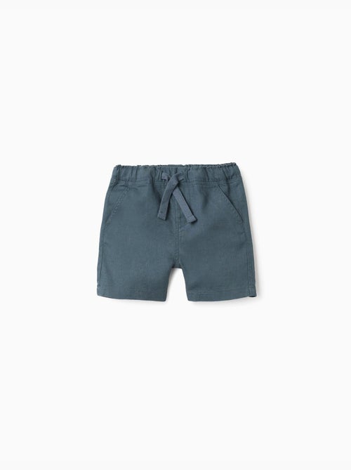 Short midi en lin et coton avec cordon de serrage - Kiabi